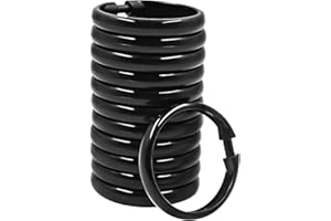 ULABLE Shower Curtain Rings Plastic Curtain O Rings Hook Hanger Bath Drape Loop Clip Glide 12 Pack (O Rings Black)