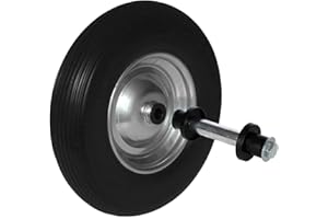 PAYMALI Ruota per carriola in gomma piena poliuretanica 3.50-8, Ø350 x 80 mm, con asse
