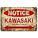 Produktbild RaeFan037 Kawasaki Motorcycles Bikes Only All Other Will Be Towed Parkschild Vintage Retro Metall Decor Art Shop Man Cave Bar Aluminium 30,5 x 45,7 cm Schild