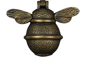 BRASS BEE Bee Door Knocker for front door | Polished Solid Brass Knockers with Strike Plate | UPVC | Bumblebee Front Door Furniture with a Unique Design (Heritage)