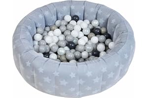 BARGAINSMANIA Grey Flocked Ball Pit - Fun and Entertainment - Hand-eye Coordination Improvement - Indoor Activities for Kids - Imaginative Play - 500 Balls Capacity - Convenient Storage - Non-toxic Materials