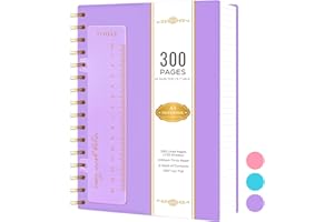 NIRMIRO A5 Notebook Notepad, 300 Pages Wirebound Spiral Notebooks for Women Writing, Hardback Thick Note Book with 100GSM Lined Paper, No Bleed, PVC Cover Note Pads Writing Pad, 14.5 x 20.7cm, Purple