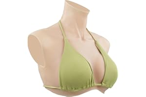 SOULDESIRE Faux Sein Silicone Réaliste B-G Cup Plus taille Fausse Poitrine pour Crossdresser mastectomie travesti（Blanc C Cup Coton）