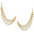 Shining Diva Fashion Latest Trendy Stylish Ear Chain Earrings for Women | Traditional 18k Gold Plated Wedding Party Jewellery | Bahubali Inspired Kan Chain Jhumki Earrings