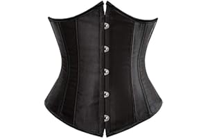 Kelvry Women's Satin Waist Cincher Lace up Boned Bustier Underbust Corset