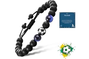 PENCHUAN Fußball Armband Jungen Naturstein Fußballarmband, Fussball Geschenk für Kinder und Teenager Geburtstag Weihnachten Abschluss, 5-12 Jahre Für Jungen Mädchen und Erwachsene