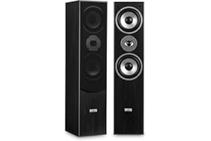 auna L766 - HiFi Boxen-Paar, Stand-Lautsprecher, Lautsprecher-Boxen, 3-Wege-Technik, Bassreflex, 20 Hz bis 20 kHz Frequenzgang, 8 Ohm Impedanz, max. 350 W Leistung, Holz-Chassis, schwarz