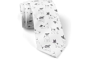 IKIKI-TECH Skinny Slim Fashion Necktie for men, Novelty Conversational Neckwear Ties (Jack Russell Terrier Pattern), As Shown, Large