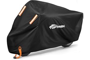 toptrek Motorrad Abdeckplane Outdoor XXL Motorradabdeckung Wasserdicht Motorradgarage Winterfest Motorradplane mit Schlossloch für Harley-Davidson, Honda, Suzuki, Kawasaki (245x105x125 cm)