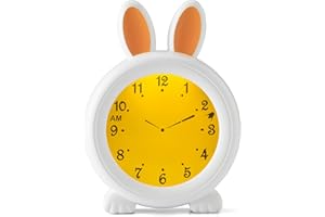 Alecto Baby BC100BUNNY Réveil pour Enfant – Lampe de Chevet Aide Les Enfants à Avoir Une Sensation de Temps – Veilleuse Stimule Les Enfants à Rester au lit – Veilleuse réglable - Blanc