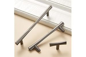 Guolich 2-częściowy uchwyt do szafy, do drzwi kuchennych, do mebli, do domu, kuchni, biura, stolika nocnego, komody, szafy, klamki drzwi szafy (szary, rozstaw otworów: 128 mm)