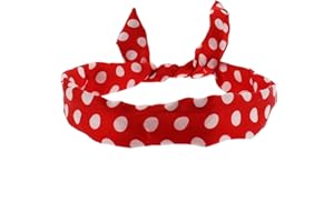 Topkids Accessories Draht-Stirnbänder mit Punkten, gestreift, Gingham-Karo, Frauen, Mädchen, Haarschleife, Bandana, Kopftuch, Haarband der 1950er Jahre, Landmädchen-Kostüm (roter Satin, gepunktet)