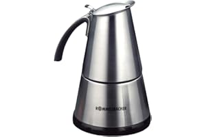 Rommelsbacher Elektryczna kuchenka do espresso EKO 364/E, wysokiej jakości dzbanek ze stali nierdzewnej, wkład filtrujący na 2 lub 4 filiżanki, ukryty element grzejny, centralny cokół 360°,