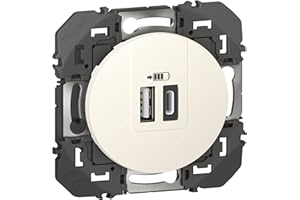 LEGRAND - Prise Double Chargeur USB-A + USB-C 3A/15W dooxie - Conforme Directive CEE - Repiquage sur Prise 2P+T - Blanc