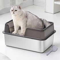 Stainless Steel Cat Litter Box With Lid – XL Size, High Sides, Anti-Leak & Easy Clean (Includes Scoop) - View #10