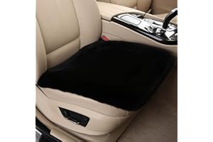 SMIUPIN Universal Fit Fuzzy Faux Wool Auto Front & back Seat Pad,Car Seat Cover Protector Cushion Soft Warm for Winter - 1pcs (black,Front seat)