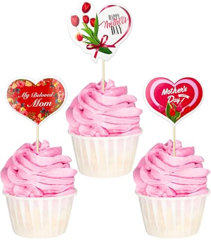 12-Piece Mother’s Day Cake Topper Set – Acrylic “Best Mom Ever” Decorations For Cupcakes & Cakes