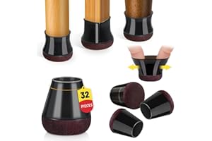 SINAND 32 Stück Stuhlbeinkappen Rund - Schutzkappen Für Stuhlbeine mit Filz, Stuhlbeinschoner aus Silikon für Schützen Hartholzböden