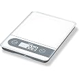 Beurer KS 54 Küchenwaage Mit Edelstahlschüssel (1,5 L) – 5 Kg Tragkraft, Timer, Raumthermometer, Tara-Funktion, Spülmaschinengeeignet, Inkl. 2x AAA Batterien
