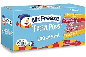 Khudadad Mr. Freeze Pops Assorted Flavours 140 x 45ml | (Cola,Lemonade,Raspberry,Strawberry+Tropical)