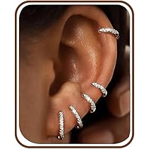 2 Paia Orecchini Donna Orecchini Oro Placcato 14K Orecchini Cerchio Argento Ipoallergenico Orecchini a Cerchio Piccoli per Fori Multipli
