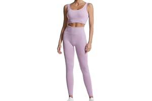 dohomiryo Donna Set di Abbigliamento Yoga Top Sportivo+Leggings 2 Pezzi Tuta Sportiva Palestra Fitness Activewear