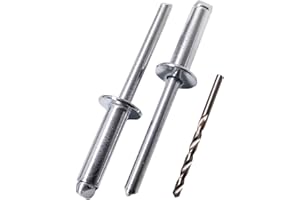 SKIR'CO 200 rivetti ciechi in acciaio zincato 6,0 x 20 mm, mandrino in acciaio, rivetti pop, testa a cupola, rivetti DIN 7337, punta da trapano inclusa