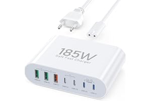 ZOMVAN Ładowarka USB C, 185 W, 7 portów, stacja ładująca USB C, ładowarka do laptopa, kompatybilna z MacBook Pro/Air, iPad, iPhone 15/14/13/Mini/Pro/13Pro Max/12, Samsung Galaxy Note