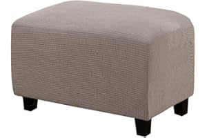 MEIGEH Fundas para Taburetes Fundas Puf Rectangular Funda de Reposapiés de Sofá Funda Otomana Marrón Claro
