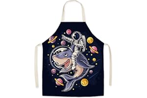 EYANDS Delantal de cocina para niños con diseño familiar para hornear - Delantal de cocina de lino con diseño lindo para niños, delantal de jardinería con pintura de cocina para niños y niñas