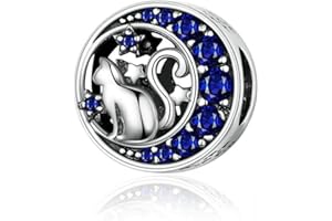 YASHUO Bird Charm Sterling Silver Fashion Jewelry Animal Charm Bead for Pandora Bracelets (Moon Cat Charms)