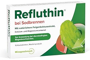 ‎REFLUTHIN Refluthin bei Sodbrennen | 16 Kautabletten mit Minzgeschmack | Medizinprodukt | Reflux - Beschwerden & Sodbrennen | neutralisiert überschüssige Magensäure | vegan & glutenfrei | Sodbrennen Tabletten