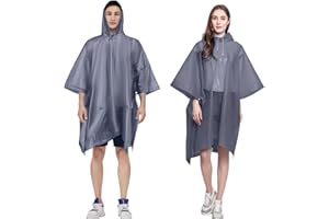 Bosdontek 2 Pezzi Poncho Antipioggia Impermeabile per Adulti, Riutilizzabile Poncho Impermeabile Portatile Mantella Antipiggia Uomo con Cappuccio per Festival Concerto Trekking Escursione