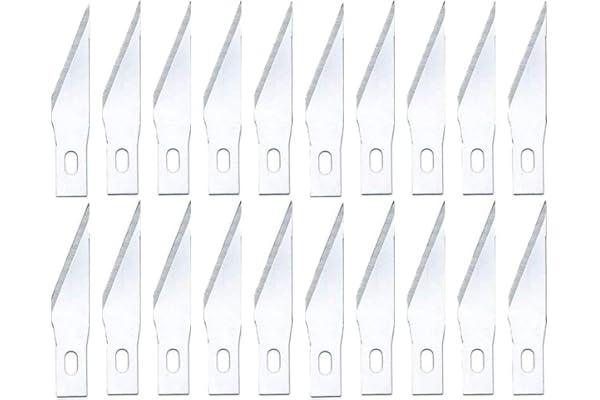 Faded Carbon Steel Replacement Blades for Precision Detail Craft Cutter Sharp, Durable Hobby Knife Refills for Art, Scrapbooking, Model Making & DIY Projects (20-Piece)