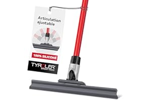 TYROLER BRIGHT TOOLS Tyroler Raclette Sol ou Vitre Munie d’une Lame Large 30 cm Solide en Silicone, Rotule Articulé et Manche Ajustable 140 cm – Idéale pour Nettoyage de Plancher, Douche, Salle de Bain, Cuisine et Fenêtre