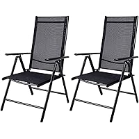 Deuba 2er Set Gartenstuhl Alu Hochlehner 7-Fach verstellbar Klappbar Wetterfest Klappstuhl Aluminium Anthrazit