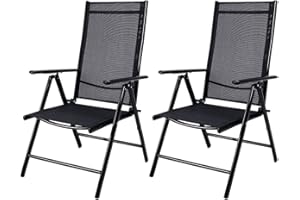 Casaria 2X Chaises de Jardin à Dossier Haut Anthracite Aluminium Pliable résistante intempéries Dossier réglable 8 Positions accoudoirs 120kg