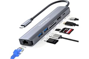 Oblinple Hub USB C 7 in 1, Adattatore Multiporta con Ethernet LAN RJ45, HDMI 4K, PD Type C 100W, Porte USB 3.0 2.0, Lettore Schede SD TF, Dock Station, Multi Adapter per MacBook Air iPad Pro Samsung