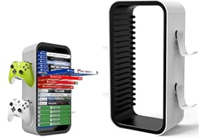 Zjyufy PS5 Game Ständer PS4 Spiel Disc Halter Video Storage Tower Multifunktionaler Game Disc Box Aufbewahrungsregal Halter Kompatibel mit Xbox Spiele Ständer für 18 Spiele und 4 Controller Zubehör