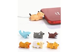‎UYRVAPE UYRVAPE Cable Protection Animal Biting Cute Charging Cable Protector Animal Panda Shark Tiger Duck Hedgehog Charging Cable Protection Animal Set for Most Mobile Phones and iPad Chargers, 6 Pieces