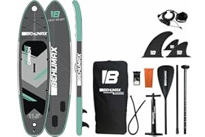 BEHUMAX Tabla de Paddle Surf Be Wave Carbon 11.5, hasta 160kg, 348x84x15cm, Remo, hinchador, Mochila Impermeable, 3 Aletas, Kit de reparación