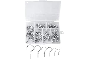 nuoshen 75 Pieces Multi-Size Ceiling Hooks,Nickel Plated Metal Screw-in Ceiling Cup Hook