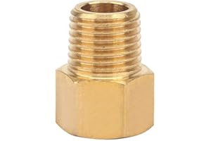 VIKYE Brass Pipe Fitting Adapter, Pipe Fitting for Pressure Gauge BSPT Male to NPT Female(1/4" BSPT Male to 1/4" NPT Female)
