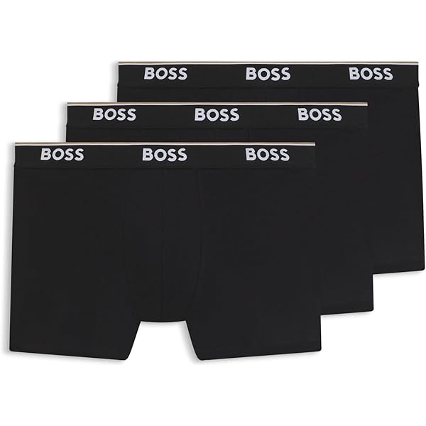 Boxers Courts Homme HUGO - Lot De 3, Coton Stretch, Taille élastique Logo