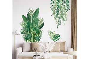 HPNIUB Green Leaves Wall Sticker, Modern Wall Sticker Living Room, Green Plant Wall Sticker, Removable Hanging Vine Wall Picture, Spring Wall Sticker for Windows, Bedroom, Wall Decoration (C, C)