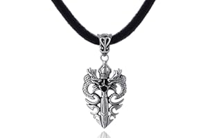 DonDon, collana da uomo, in caucciù, con ciondolo a forma di drago in acciaio inossidabile, con pietra nera, sacchetto in velluto, 50 cm