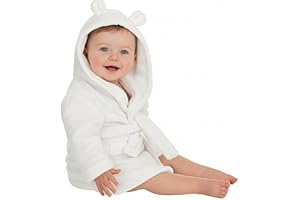 GIFT HUB Dressing Gown for Baby Girl & Boy | Soft Plush Polyester Hooded Bathrobe for Babies & Toddlers | Kids Bath & Bedtime Robe, Baby Gift & Newborn Essential | Grey, Blue, Coral Pink & White 0-24 Months