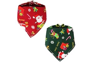 Jagowa 2-Pack Christmas Dog Bandanas - Red and Green Santa Claus Scarf Triangle Bibs for Festive Pet Decor