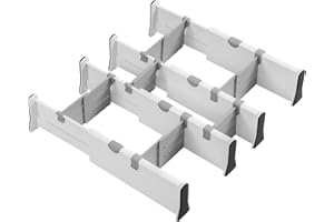 Mgee Schubladentrenner Verstellbar, 4er-Set Schubladenteiler Organizers mit Trennstegen (38-54,2cm, 10cm Hoch), Einstellbare Schubladen Separatoren für Küche, Kommode, Schlafzimmer