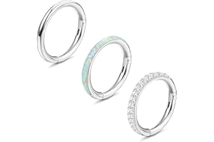 JeweBella 16G/18G Piercing Nariz para Mujer Hombre Acero Quirúrgico Cartílago Helix Piercing Oreja 8MM/10MM Clicker Hinged Segment Septum Anillo Unisex Pendientes Aro Conch Tragus Piercing Joyería